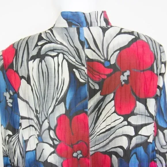 Afred Dunner women's cotton blend floral print zip up blazer jacket, size 16 - Picture 10 of 16